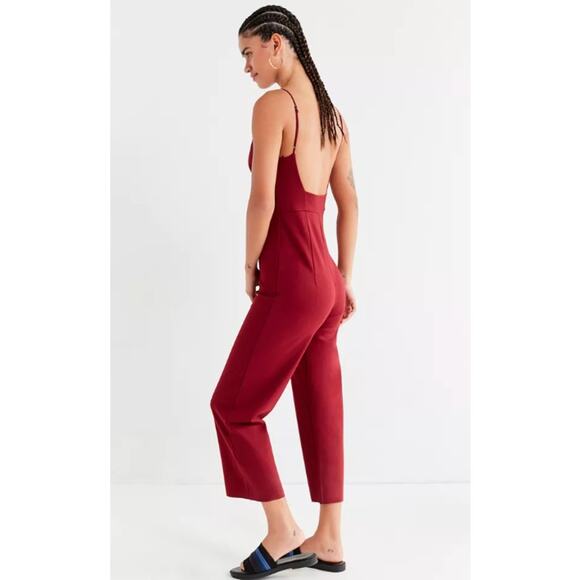 URBAN OUTFITTERS Burgundy One Piece Jumpsuit Women's Size XS NWT Stretch Audrey - Picture 2 of 8